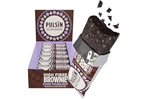 Pulsin - Choc Hazelnut High Fibre Brownie -18 x 35g - 5.1g Fibre, 2.8g Protein, 141 Kcals Per Serving - Gluten Free, Palm Oil Free & Dairy Free Bar