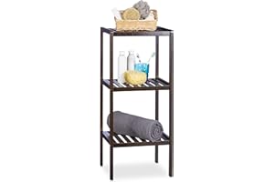 Relaxdays Bambus Badregal, 3 Ablageflächen, Holzregal, Standregal, Bambusregal, Küchenregal, HBT 80 x 34,5 x 33cm, braun, Ablagen Dunkelbraun