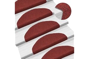 Tidyard 15 pcs Self-adhesive Stair Mats Stair Treads Stair Carpet Needle Punch 65x21x4 cm Red