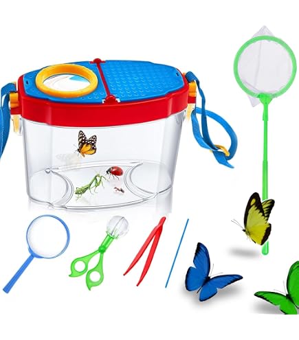 Kit Exploration Enfant 12 Pièces - Observation Insectes Avec Loupe, Filet & Boîte - Cadeau Nature 3-6 Ans