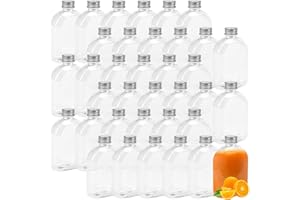 ZEONHEI 36 Pack 200ml 7oz Plastic Juice Bottles with Aluminum Lids, Clear Screw Top Empty Drink Bottles Smoothie Bottle, Reusable Juice Bottle for Juicing, Milk, Homemade Beverages