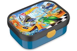 Mepal Pudełko na Lunch dla Dzieci Campus, Pudełko Bento, Pudełko na Przekąski z Zapięciem na Klips, bez BPA, Nadaje się do Mycia w Zmywarce, 750 ml, Hot Wheels