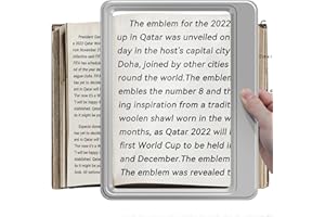 OBOVO 5X Magnifying Glass for Reading, Large and Lightweight Magnifier Provide Full Page Viewing Area, Perfect Handheld Magnifier for Reading Small Prints and Low Vision Person, Silver