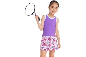YiZYiF Kinder Mädchen Tennis Set Sportkleid Golf Tennisrock Skort Mit Racerback Shirt Workout Fitness Laufen Tanz Badminton Kleidung