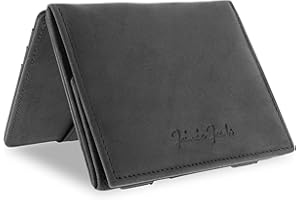Jaimie Jacobs Flap Boy Magiczny Portfel Magic Wallet Mężczyźni Prawdziwa skóra, Czarna skóra bawoła, S, klapy