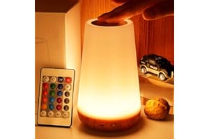 Taipow LED Night Light with Remote Control, Rechargeable Touch Bedside Table Lamp with 13 Colors & 5 Brightness Levels, Adjustable RGB Color Changing Night Lamp for Bedroom Room Camping