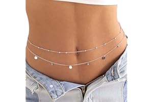 Sethain bohemio Borla Cadena de la cintura Plata Turquesa Cadenas de vientre en capas Talón Cadena de la cintura cadena de biquini Joyas para el cuerpo para mujeres y niñas