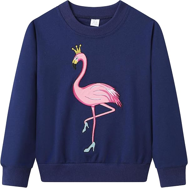 Sweatshirt Fille Dioshark Paillettes Brodé Coton - Pull Manches Longues Col Rond 2-7 Ans