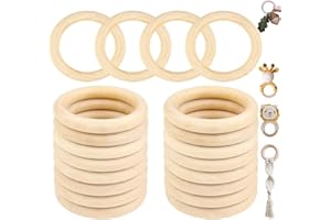 ‎TSKDKIT TSKDKIT Holzringe zum Basteln, 20 Stücke Ø55mm Natürliche Hölzern Ringe Holz Vorhangring Holzringe Makramee für DIY handgefertigte Dekorationen, Armband Halskette DIY Handwerk, Baby Kinderkrankheiten