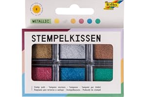 Folia Lot de 6 tampons encreurs métallisés de différentes couleurs, idéal pour la décoration de cartes et autres travaux manuels, Coloré