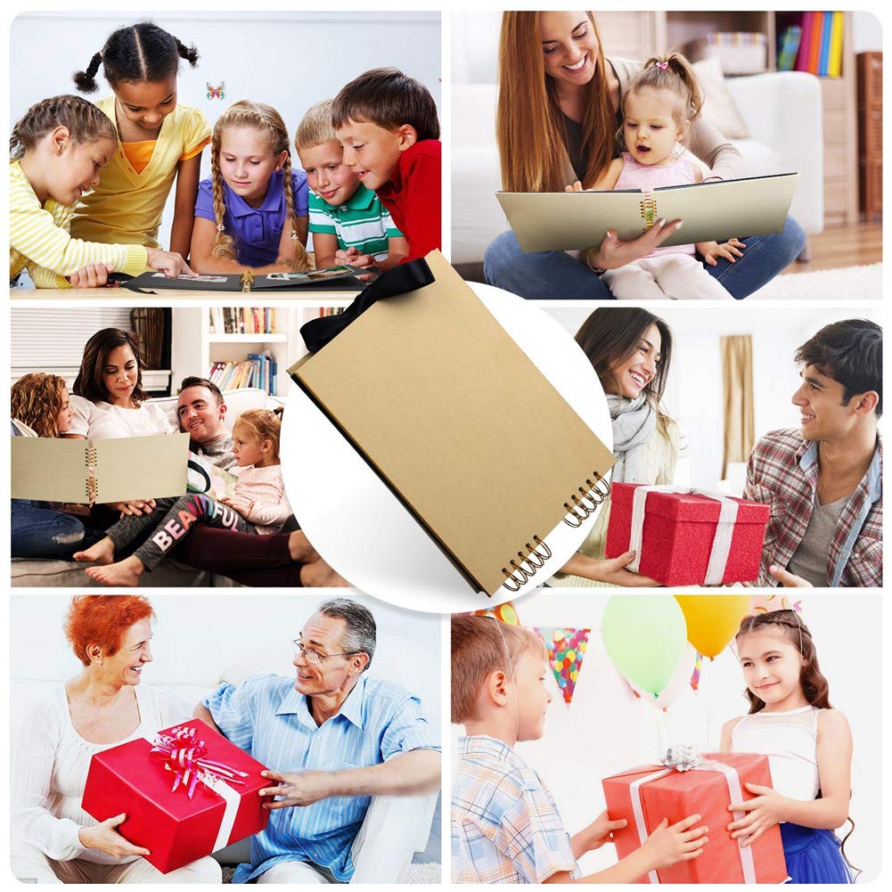 BEESCLOVER 40Sheets(80Pages) Coil Style Bowknot Ribbon Circlip Photo Album DIY Scrapbook - Image 7