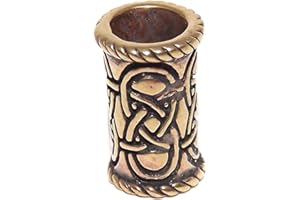 BEARD BEAD RINGS Knotwork Tube Viking Celtic Bronze beard bead Ring - Hair Jewellery