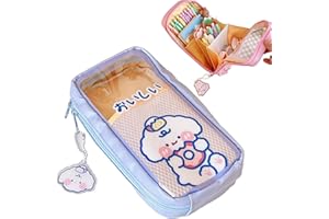 LILOVE Trousse Kawaii – Jolie Trousse esthétique pour Filles, Grande capacité, Durable, Fournitures Scolaires pour Adolescentes, Peut contenir Plus de 60 stylos-La Couleur Violette