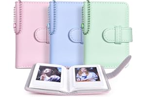 HIYQIN Mini album photo 3 en 1 compatible avec Fujifilm Instax Mini Film (54 x 86 mm) Polaroid/Kodak Photo Paper Kpop Photocards avec porte-clés Rose Bleu Vert