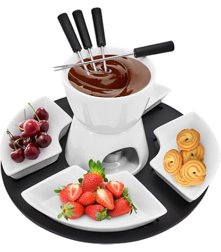 Tasses à Fondue Chocolat 2 Pièces - Céramique Avec Fourchettes - Fondue Fromage Ou Chocolat - 200 Ml
