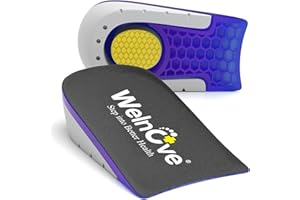 Almohadilla de talón para aliviar el dolor, Welnove Plantilla para Tendinitis de talón, Fascitis plantar, Mujeres 40-43, Hombres 39-42,5, 1 pulgadas de altura, 1 doble