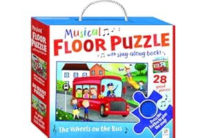 Hinkler | Wheels on the Bus Nursery Rhymes Floor Puzzle with Sounds and Story Book | Musical Nursery Rhyme Button | Story Book for Toddlers | Ages 3 Years Plus