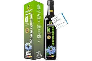 ‎KRÄUTERLAND N A T U R - Ö L M Ü H L E Kräuterland Schwarzkümmelöl 500ml, kaltgepresst & ungefiltert, hoher Thymochinon‑Anteil, ägyptische Samen, mühlenfrisch, 100 % Nigella sativa, naturrein ohne Zusatzstoffe, lichtgeschützten Glas