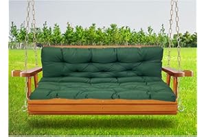 LUXUCURE Garden Swing Chair Seat Cushions,2 or 3 Person Bench Seats Replacement Waterproof Cushions with Backrest for Patio Porch Outdoor Furniture (Color : Dark Green, Size : 47.2x39.4in)