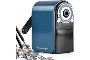 TUUGOTOUU Manual Pencil Sharpener Desktop Pencil Sharpener with Container Adjustable in 7 Grades of Thickness Suitable for Kids,Artists,Students,and Office (Blue 1)