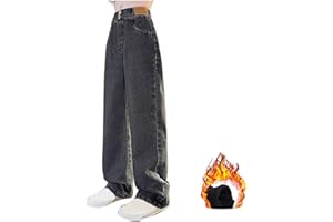 XINYUNZU Jeans Mädchen Fleece Gefüttert Jeanshosen Warm Elastische Taille Wide Leg Jeans Winterhose Kinder Breite Hose Jeans Teenager Mädchen Freizeit Hosen Winter 8-14 Jahre Alt