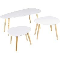 Dolmen Beistelltische, Kiefernholz, weiß, L 103 42 cm L 55 48 37 cm L