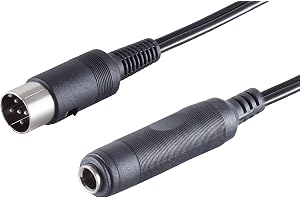 1aTTack.de 1x 0,2m Wtyk DIN 5-pin na gniazdo jack 6,3mm | Adapter audio, wtyk DIN na gniazdo jack 6,3mm, do HiFi, instrumentów muzycznych i sprzętu studyjnego
