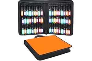 HODUFY Portable Zippered Key Case, Portable Key Organizer with Handle, Waterproof & Fireproof Key Binder with 54 Hooks and Tags, Key Box Organizer for Estate Sales, Hotel Executives, Landlord, Car Rental