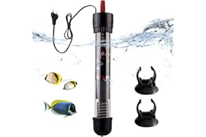 GOMETY Heizstab Aquarium 25W, 20L-40L Aquarium Heizstab, Einstellbar Aquariumheizer, Aquarium Heizung mit Thermostat Regelheizer für Fischtanks und Aquarium (20-34°C) (25W)