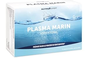 NUTRI EXPERT - Plasma Marin Hypertonic - Riche en minéraux et oligo-éléments - Action détoxifiante et dynamisante - Préparé selon le procédé de René Quinton - 30 ampoules buvables autocassables