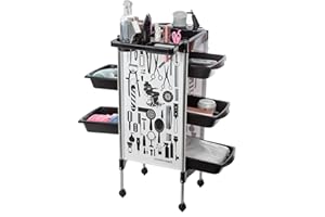 IKAYAA Carro de peluquería para productos con 5 cajones extraíbles, carro de peluquería para estilistas, blanco