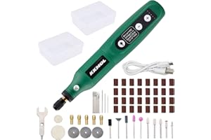 KKMOL Outil rotatif sans fil – Mini perceuse électrique avec 5 vitesses variables et 61 accessoires, kit de meulage pour polissage/sculpture/coupe/nettoyage/affûtage (vert)
