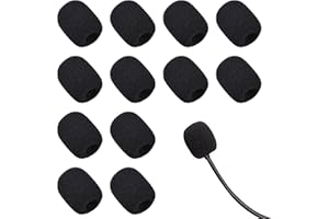 Disnace 12 Stück Mikrofon klein Windschutz, Headset Mikrofon Schutz Schaumstoff, Mikrofon Windschutz, Mikrofon Schaumstoff, Lavalier Windschutz, Mikrofon Polster, Mini Mikrofon Windschutz, Schwarz