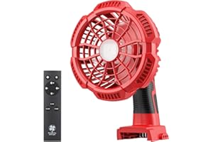 Kabelloser, tragbarer Ventilator, angetrieben von Milwaukee M18 18 V Lithium-Ionen-Akku, Hipoke Handventilator mit 9 W LED-Licht, USB-Anschluss, Reisen, Milwaukee Tools Sommergeschenk