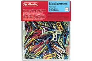 Herlitz 8859134 spinacze biurowe 26 mm, 1000 sztuk w praktycznym opakowaniu, posortowany według kolorów