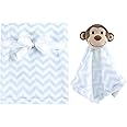 Hudson Baby Unisex Baby Plush Blanket with Security Blanket, Blue, One Size