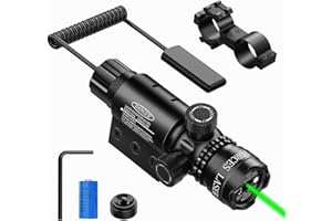 KinZon Lunette de visée Laser Vert/Rouge Tactique 532nm avec Support Picatinny 20mm et Adaptateur de Support d'anneau, pour Fusil Chasse et Airsoft