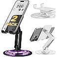 Cooper 360° Stand 2-Pack, Rotating Cell Phone Stand for Desk | Sturdy Metal Base, Foldable, Portable | Cell Phone Holder for Desk (Piano Black & Cream White)