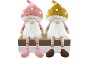 Gehydy 2er Set Wichtel Pilze Handgemachte Sommer Zwerg GNOME Plüsch Deko Haus Ornamente Geschenk Urlaub Figuren Puppe Dekorationen