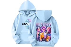 GENERIC K Pop D-Demon H-Hunters Hoodies Mädchen Jungen Kinder H-Huntrix Hoodie Kapuzenpullover Vintage Y2k Pullover Huntr/X Hip Hop Streetwear Cosplay Kostüm Langarm Sweatshirt Oberteile für Teenager