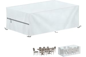 LAMUNI Housse de Jardin Exterieur Housse de Protection Salon de Jardin, 420D Oxford Bâche pour Table de Jardin Housse Table de Jardin Impermeable Housses pour Mobilier de Jardin, 260x100x80cm