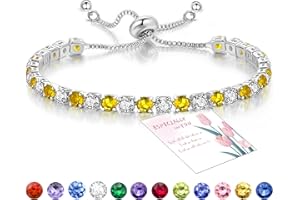 Suyi Tennis Bracelet Birthstone Cubic Zirconia Bracelet Silver Silder Bracelet Birthday Jewellery