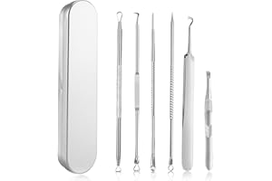 ‎AUERVO Mitesserentferner Komedonenquetscher Set, 6 Stück Pickel Popper Werkzeug-Set für Gesicht - Edelstahl Akne Mitesser Pinzette Kit Blackhead Remover mit Metallbox für alle Hauttypen Nase Gesichtspflege