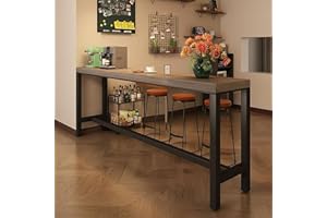 NOBBAT Bar Height Table,High Bar Table,Kitchen Breakfast Bar,Rectangular Bar Table,High Kitchen Table,Kitchen Bar Table Counter,Counter Breakfast Dining High Tables for Kitchen Living Room(Oak color,