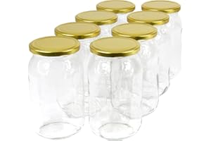 Wamat 900 ml Einweckgläser mit Deckel Gold Einmachgläser Vorratsgläser Einmachglas Weck (Menge: 16 Stück)