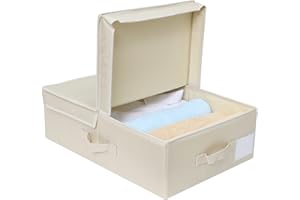 Amonsen AMX YLZSKFORGB Caja de almacenamiento Caja de almacenamiento con tapa de tela, canasta de almacenamiento de armario para calzoncillos, bufandas, beige