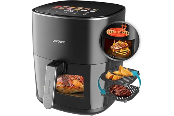 Cecotec Freidora de Aire sin Aceite de 6,5L con Doble Resistencia, Plancha, Grill, Air Fryer Cecofry&Grill Duoheat 6500. 2200