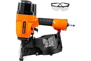 VEVOR Chiodatrice Pneumatica a Spirale, 45-90 mm, Chiodatrice Pneumatica a Spirale 15°, MCN90, Regolazione Profondità Senza Attrezzi, 90-120 PSI, Chiodatrice per Rivestimenti Faidate Montaggio