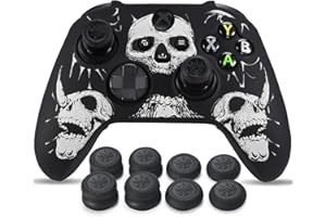 YoRHa Intaglio Laser Silicone Pelle Cassa Skin per Controller Xbox Series X/S x 1 (Bianco) con Thumb Grips x 8
