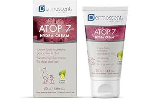 ATOP 7 Hydra Cream pour Chiens & Chats | Crème Hydratante Fluide pour Peaux Sèches à Très Sèches | Nourrit & Protège la Barrière Cutanée | 50 ml | Dermoscent